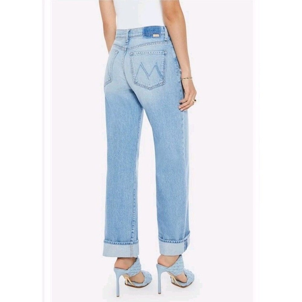 NEW MOTHER Superior Dodger Button Hover Cuff Straight Slouch Denim Jeans Size 33